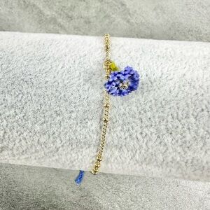Les Nereides Paris Adjustable Dangle Violet Flower Bracelet
